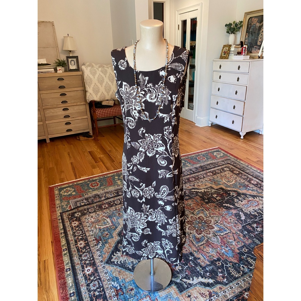 Studio I Womens Brown Cream Floral Sleeveless Midi Sheath Dress Size 12‎